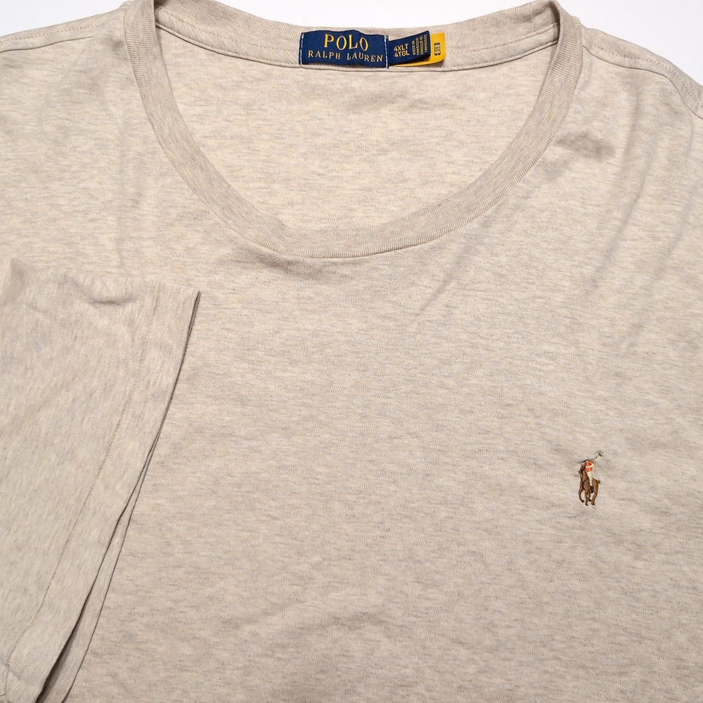 POLO RALPH LAUREN T-Shirt Mens 4XLT Beige Excellent Short Sleeve Pony Logo